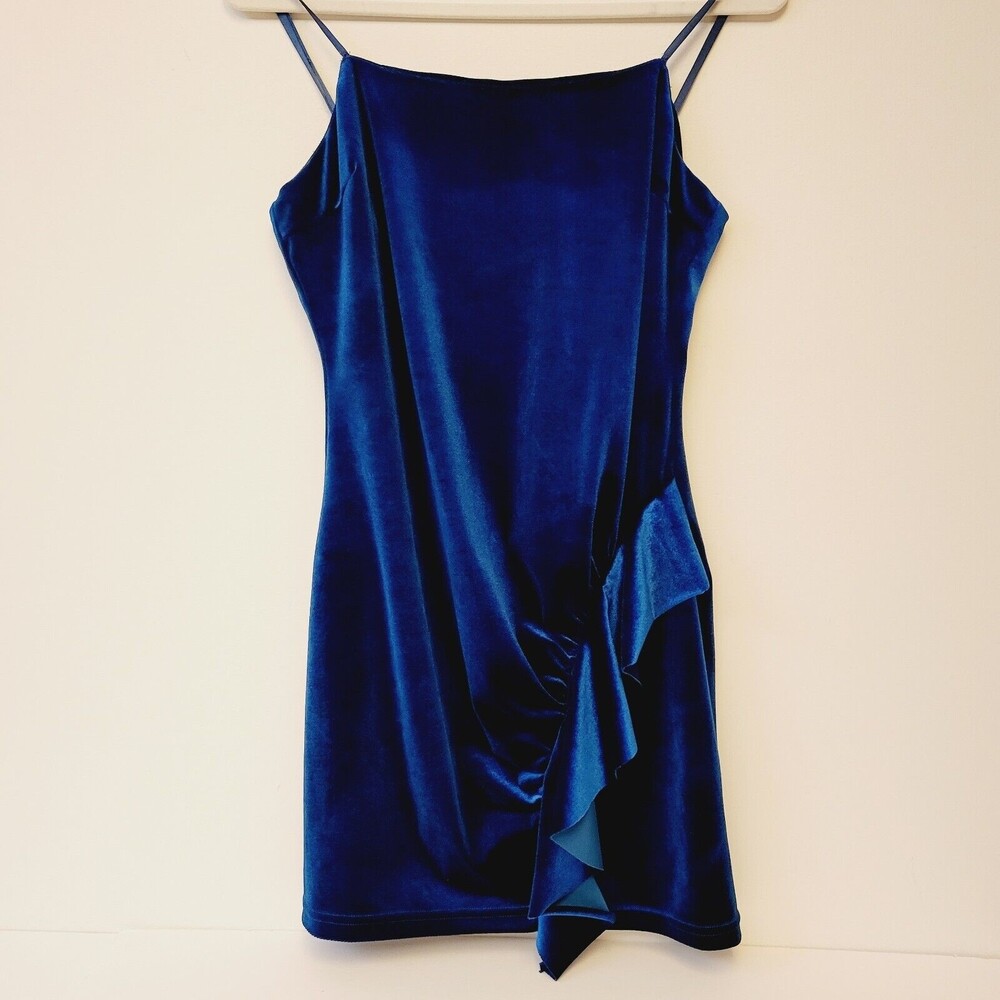 American Threads Velour Blue Mini Dress - Picture 9 of 10